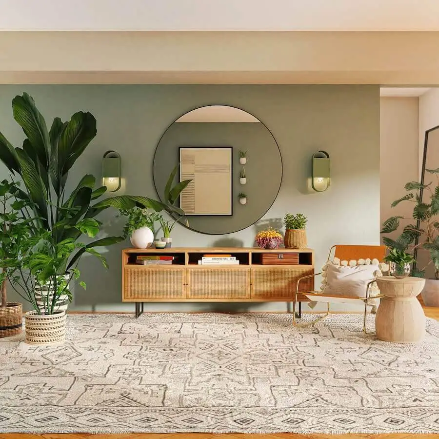 Scandinavian living room redesign with lighter wood and softer lighting