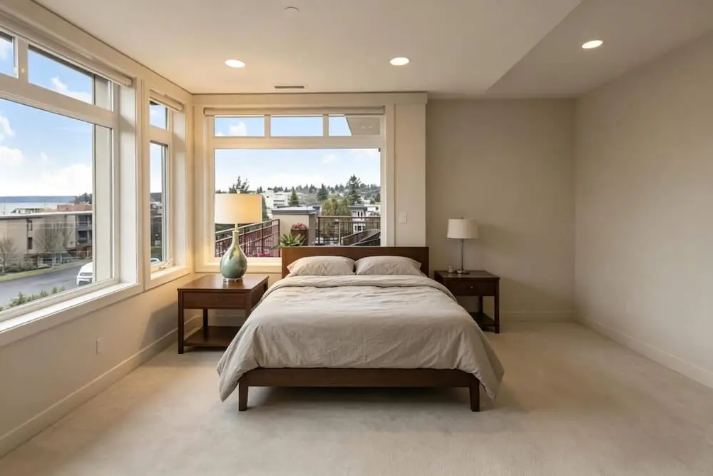 Original bedroom photo before the minimalist AI redesign