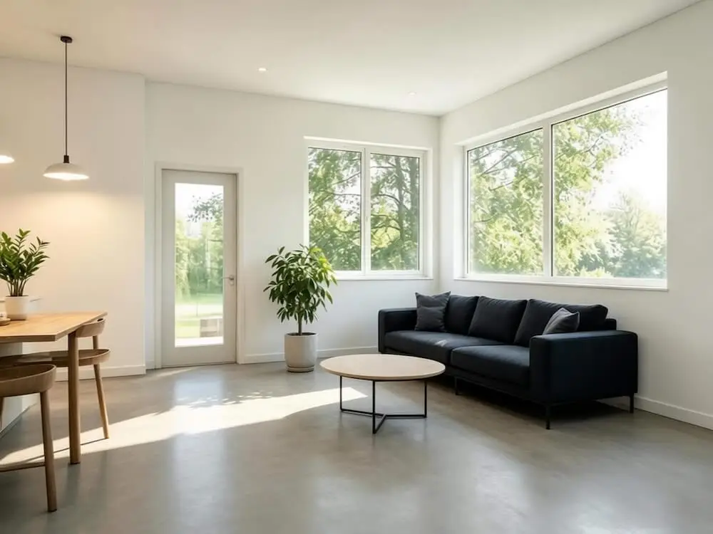 Original open-plan living room photo before the modern AI redesign