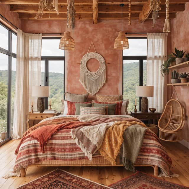 Bohemian AI bathroom design style