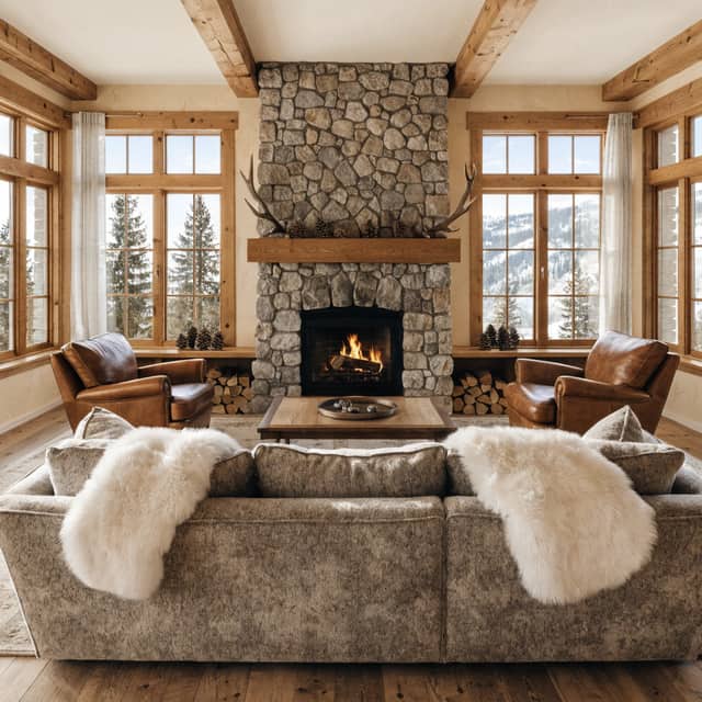 Ski Chalet AI bathroom design style