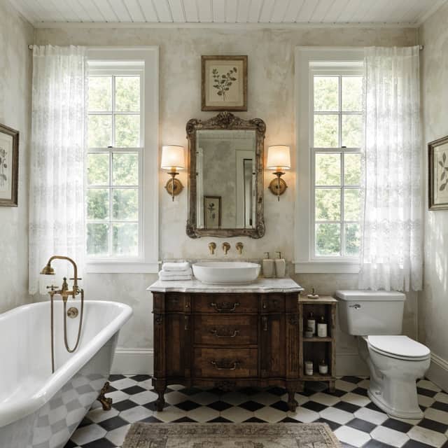 Vintage AI bathroom design style